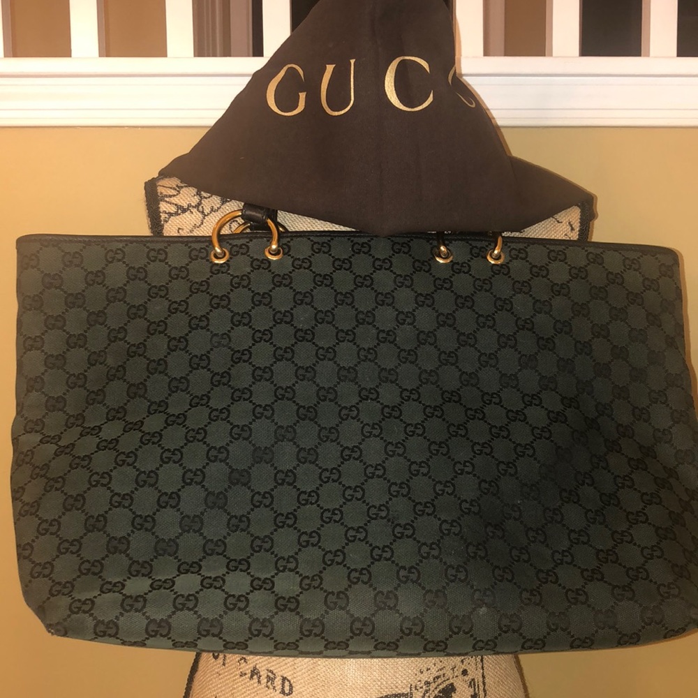 Gucci Monogram Green Tote Bag w/ original Dust Bag